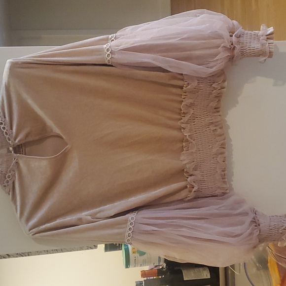 Velvet Lace pastel pink blouse - Picture 6 of 6